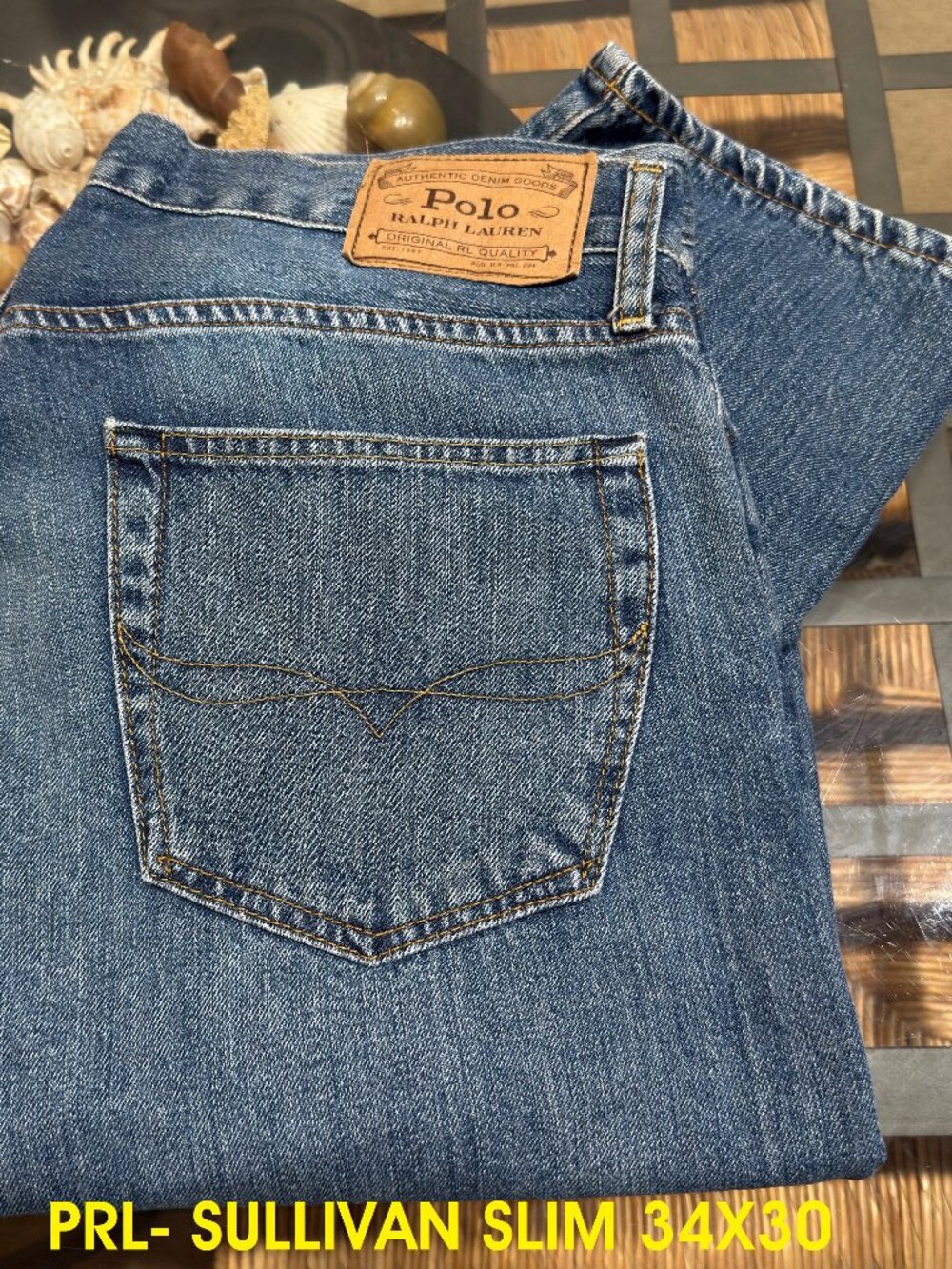 $125 PRL POLO RALPH LAUREN SULLIVAN SLIM 34X30 MENS DENIM JEAN PRE-OWNED